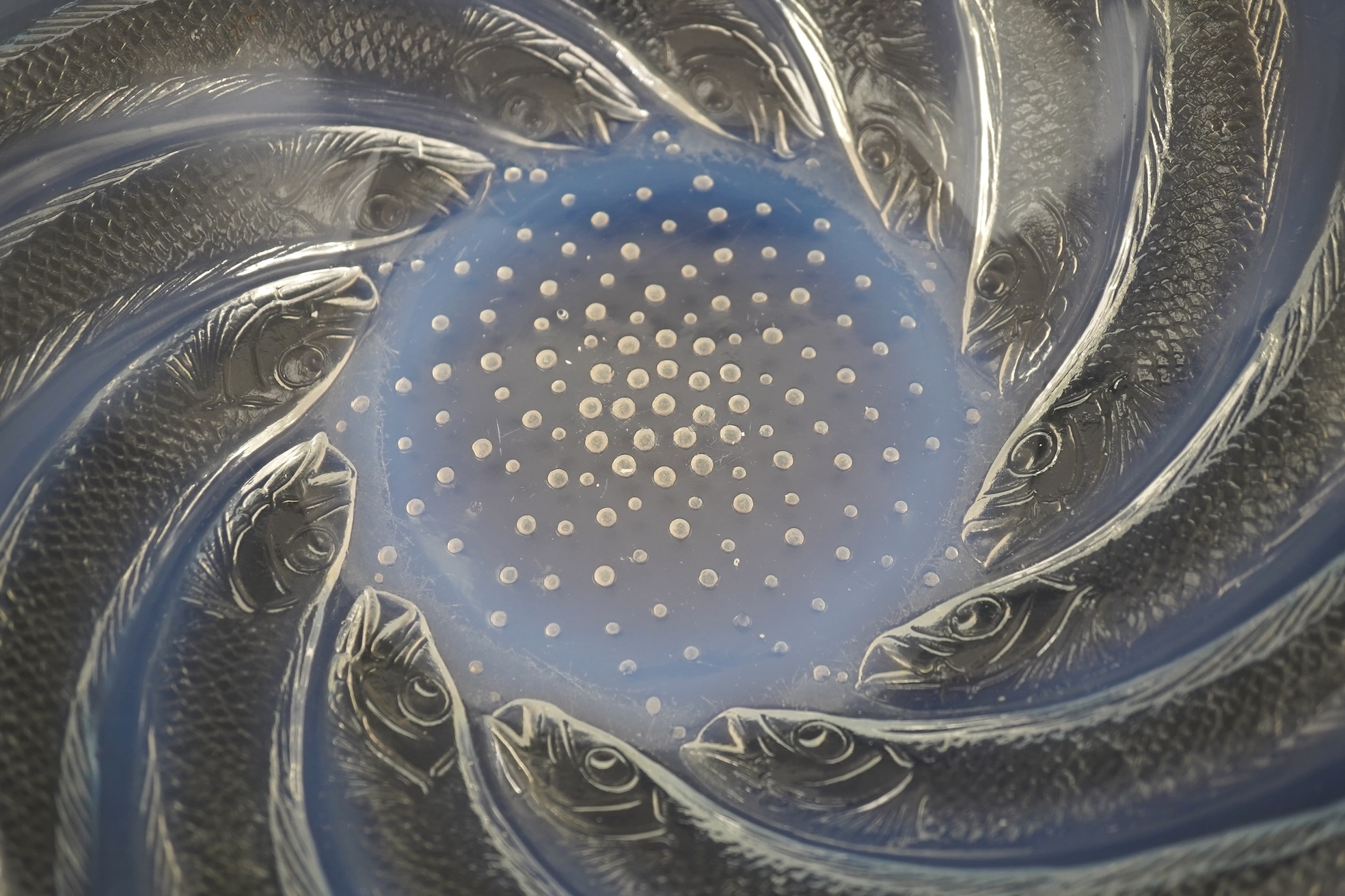 René Lalique: A 'Poissons' opalescent glass shallow bowl